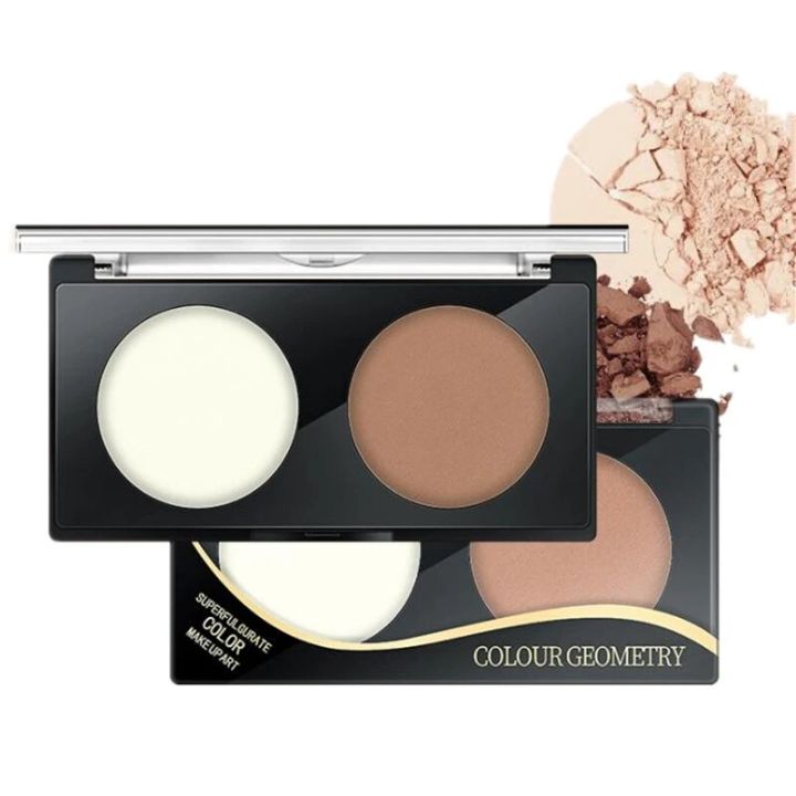 Double Colors Face Makeup Powder Pressed Powder Contour Bronzer Highlight Palette Set Grooming Pressed Powder,3D face concealer