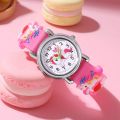 Casual Cute Kids Watch Kawaii Cartoon 3D Unicorn Pink Silicone Girl Arabic Digital Quartz Wristwatches Children Relojes Bracelet. 