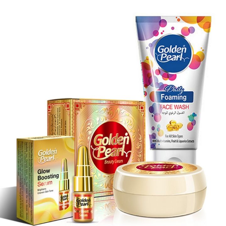 Golden Pearl  Skin Lightening Skin Serum 3ml & Beauty Cream & Foaming facial wash 75 ml