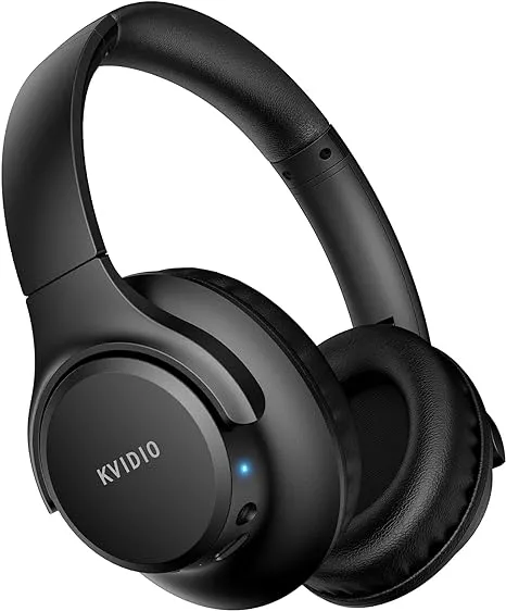KVIDIO Bluetooth Headphones Over Ear, 55 Hours Playtime, Wireless Headphones with Mic, Lightweight Foldable Headphones with Deep Bass, Hi-Fi Stereo Sound for Travel, Work, Laptop, Cell Phone B R798 HEAAD