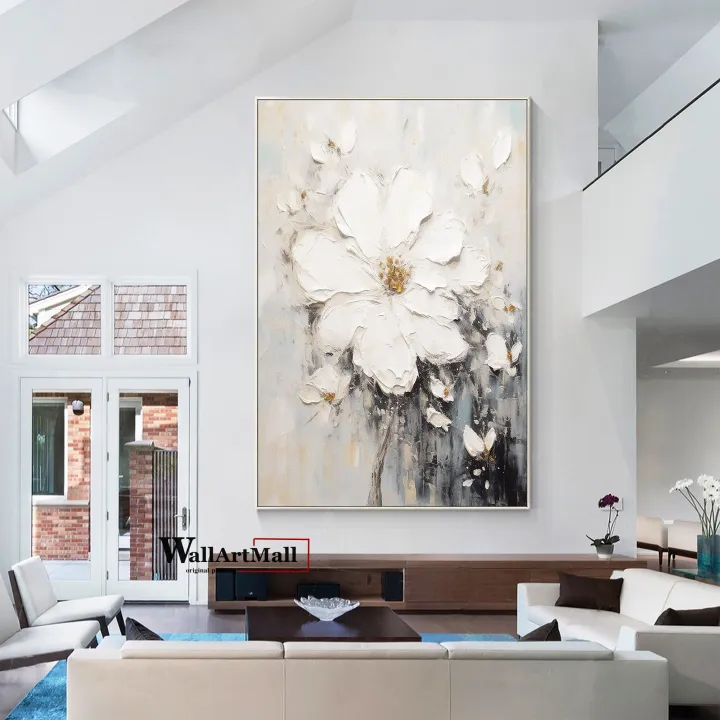 Large%203D%20Textured%20Abstract%20White%20Flower%20Painting%20Print%20Original%20Flower%20Canvas%20Wall%20Art%20Home%20Decor%20Minimalist%20Custom%20Painting%20Ready%20to%20hang%20-%20Image%206