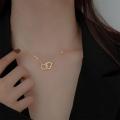 Silver Gold Double Heart Necklace Women Girls Party Clavicle Chain Necklace Gift Jewelry. 