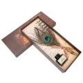 Calligraphy Pea Feather Dip Quill Pen Writing Ink Set Stationery ft Box With 5 Nibs. 