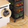 Four layer 360° Kitchen Rack Storage Multi-Layer Movable Floor Turntable Trolley for Vegetable Fruit. 