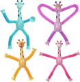Telescopic Giraffe Suction Cup Toy, Cute Giraffe Stretch Tube Stress Relief Sensory Toy  in Four Different Colors Suction Cup Giraffe Pop Tube Sensor Fidget Toy For Kids, Deformable  Sensory Suction Cup Plastic Toy, Suction Robot Toy Funny Toy. 