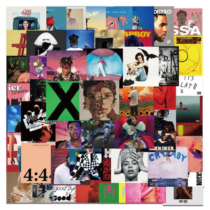 55PCS Music Singer Album Cover Sticker Waterproof Decorative Luggage Notebook Guitar Cup Stickers