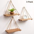 Wall Wood Floating Shelf Rustic Hanging Swing Rope Shelves Set of 3 Wall shelves Wall shelves Storage shelves Bookshelves Wall mounted shelves Hanging shelves. 