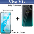 Vivo Y1s Tempered Glass HD 9D Curved Glass Protector Edge To Edge Full Glue + Back Hydrogel Soft Film jell Protector Sheet For Vivo Y1s. 