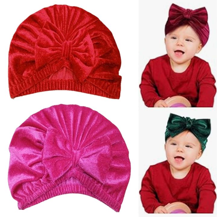 Baby%20Velvet%20Caps%20Newborn%20-%20Baby%20Girl%20Caps%20Bow%20Knot%20-%20Soft%20and%20Stretchable%20Head%20Wrap%20-%20Handmade%20with%20Fully%20Covered%20Head%20-%20Image%202