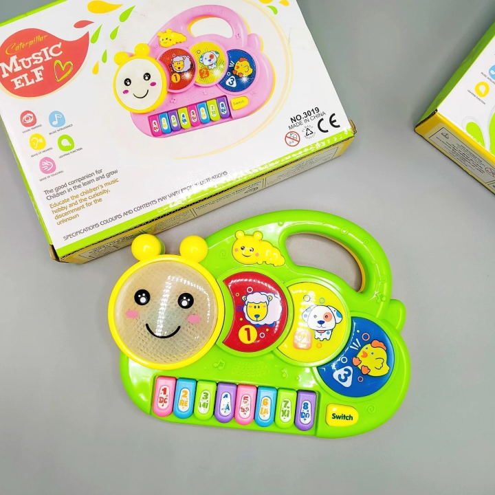 Caterpillar Music Elf Piano Toy For Kids - Fun Caterpillar Light Up Musical Educational Toy For Kids