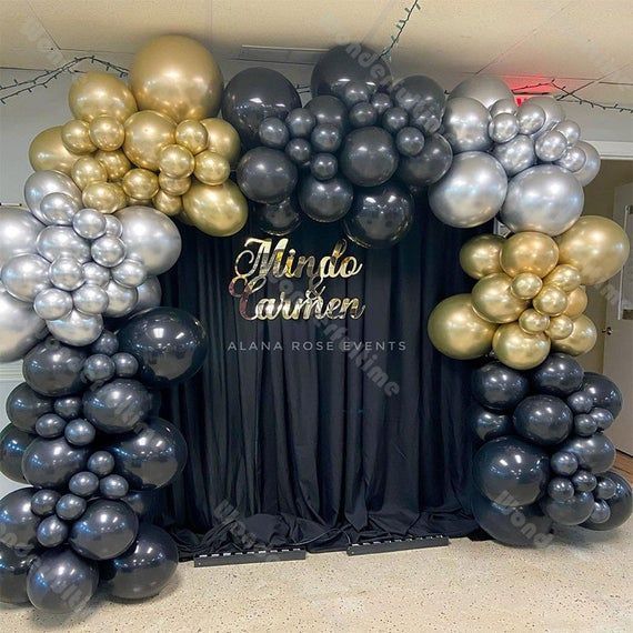 Pack of 80 baloons (Golden 30, Black 30 & gray 20 Party Balloons 14 Inch Gold Color High Quality Latex Balloons for Golden Theme Birthday Party Decoration, Weddings, Baby Shower, Bridal Shower