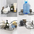 Self-Adhesive Stainless Steel Bathroom Corner,Kitchen Storage, Shampoo Holder,Bathroom Shelves - Bathroom Accessories Black, Set of 1. 