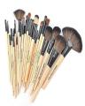 24pcs Makeup Brush Set, 24 Professional Makeup Brushes Kit Wooden Handle With Leather Pouch (Black). 
