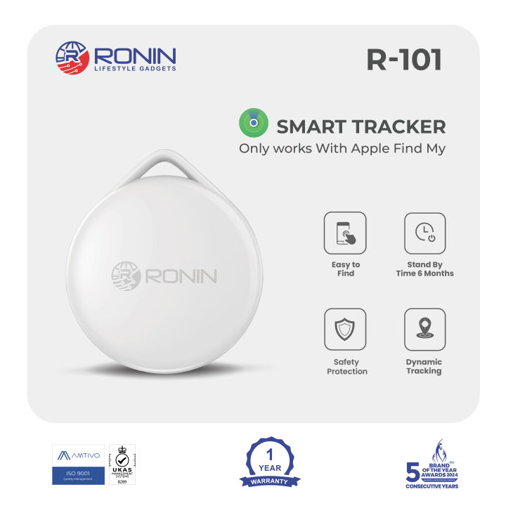 Ronin R-101 Smart Tracker, Track Pets, Cars, and Bikes with Apple Find My, 225mAh Battery, 180-Day Life, Daily Tracking Solution, Perfect for Daily Tracking of Your Assets
