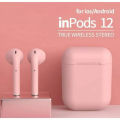 Inpods i12 Pink Wireless Bluetooth Earbuds - Super Bass, Touch Control, Sports Earpods with Mic, 3-4 Hours Playtime. 