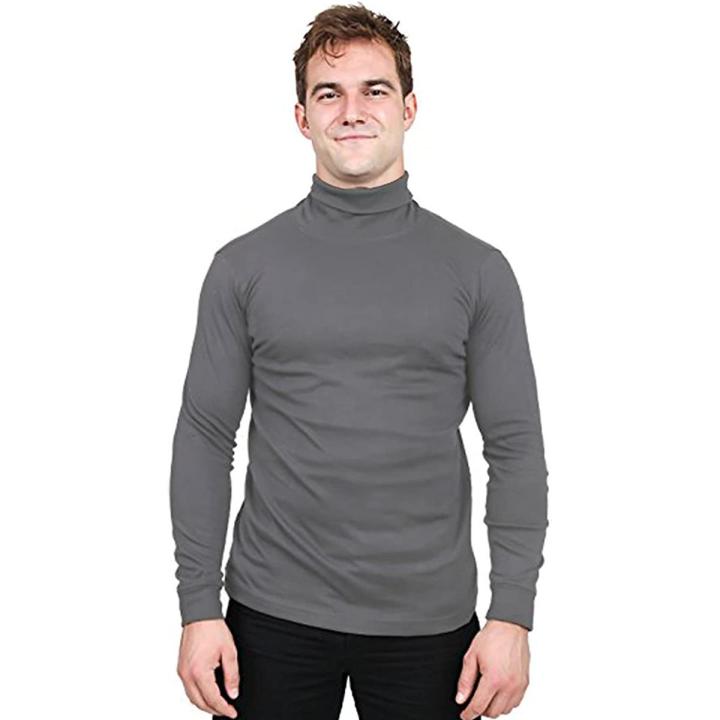 Utopia - Men T-Shirt Hi Neck Cotton Blend Interlock Long Sleeves T Shirt