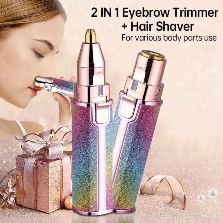 2 In 1 Electric Eyebrow Trimmer Makeup Painless Eye Brow Epilator Mini Shaver Razors Women Portable Facial Body Hair Remover