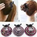Fashion Crystal Bud Hair Clip Half Bail Hair Catcher For Women Poni Tail Bun Maker Hair Clips. 
