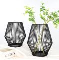 Techmanistan Metal Wire Candle Holder, Vintage Decorative Candle Stand for Indoor Outdoor, Black Metal Wire Pillar Candle Holder Set, Wire Tealight Votive Candle Holder. 