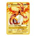 Anime Pokemon Cards Golden Metal Card Cosplay Charizard Kawaii Game Collection Cards Gift Kid Toys. 