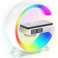 Wireless Charger Atmosphere Lamp, 2024 New Intelligent LED Table Lamp, Bluetooth Speaker, Dimmable Night Light Touch Lamp Alarm Clock with Music Sync, App Control for Bedroom Home Decor Gift (White). 