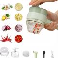 4 in 1 Handheld Electric Vegetable Cutter Set, Gatling Portable Vegetable Cutter, Rechargeable Garlic Chopper, Multifunction Food Mini Slicer with Brush for Pepper Chili Celery Ginger. 
