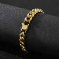 Douyin Internet celebrity with the same style of dropshipping European and American fashion simple electroplating encrypted titanium steel men's bracelet necklace. 