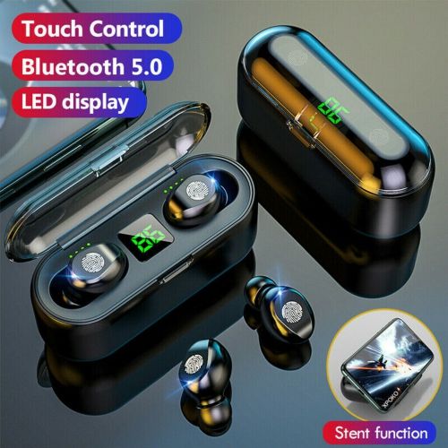 F9 TWS Earbuds - Airdots True Wireless Headphones Bluetooth 5.3 Stereo Bass Handsfree, Earphones Mic & Charging Case 3 to 5 Hours Battery Life – 2000mah Power bank - Simple and Extraordinary, Born For Music-Lightweight - Imported High Quality
