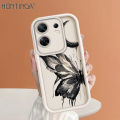 Hontinga for Infinix Zero 30 4G Back Cover black butterfly Pattern Ladder Soft Camera Protection Rubber Phone Case for Girls. 