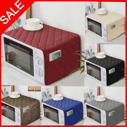 Kitchen Microwave Oven Cover Dustproof Decorative With Four Side Pockets | Microwave Cover Are Available In Multiple Colors - Universal Size