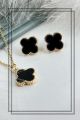 Clover pendant necklace with earrings in Korean style stainless trending jewelry for girls. 