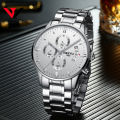 NIBOSI Chronograph Watches Men Stainless Steel Band Waterproof NI2309. 