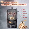 CMI Vertical Charcoal Smoker Grill 18 Inch, Heavy Duty Round BBQ Grill Multi-Function Barrel Grill For Outdoor Cooking, Black. 