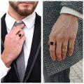 Vnox Stylish Signet Rings for Men, Male Pinky Ring with Black Square CZ Stone,Gold Color Stainless Steel Metal Jewelry ,US Size. 