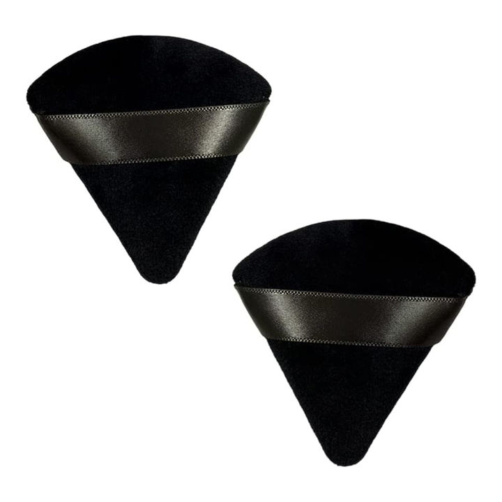 2 pc Makeup Puff Powder Puff Reusable Triangle Sponges with Strap for Loose Powder Cosmetic Foundation Wet Dry Makeup