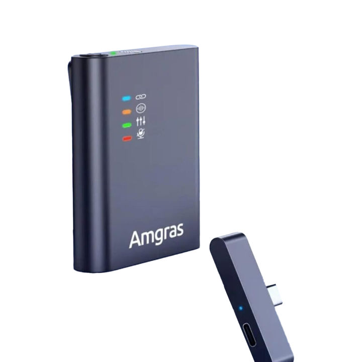New Amgras Wireless Lavalier Microphone Portable With Noise Cancelling Mini Microphone for Vloggers - For Android Type C & IOs