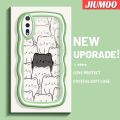 JIUMOO For Huawei P20 P20 Pro Case Cute Cartoon Funny White Cats TPU Casing Soft Protective Cover Simple Solid Candy Color Shockproof Wave Edge Phone Cases. 