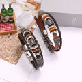 Cross-border hot-selling jewelry, simple hand-beaded multi-layer leather bracelets, European and American fashion popular men's bracelets, bracelets, and bracelets. 