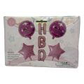 Happy Birthday Foil Balloon Set - 18 Inch Size - Foil Balloons - Pink Color - Girls Theme - Pack Of 7 Foil Balloons. 