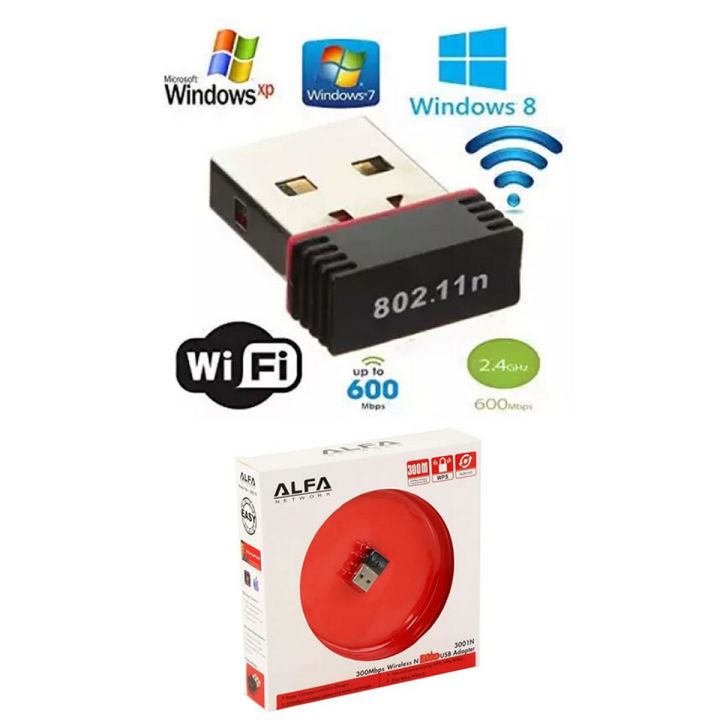 Alfa Mini Wifi Adapter/Catcher 300-Mbps Alfa Usb LAN Card For Computer Laptop