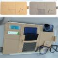1Pc Multi-function Car Sun Visor Organizer Clip PU Leather Multi-Pocket Storage Pouch Pen Glasses Holder Auto Interior Accessories. 