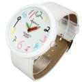 Women Big Case Pointer Soft Faux Leather Strap Quartz White Pencil Wrist Watch. 