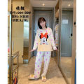 2 Pcs/Set Tops + Warm Pant Extra Soft Fleece Polyester Women Pajama Sets Cartoon Flannel Sleepwear. 