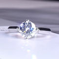 Elegant Beautiful Trendy Zircon Six Claws Platinum Plated Copper Ring For Girls. 
