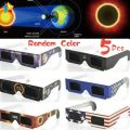 5Pcs Solar Eclipse Glasses Safety Shades Protects Eyes From Harmful Rays During Random Color 3D Outdoor Paper Eclipse Viewing Glasses. 