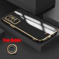Biruiqu for Tecno Pova 2 Back Cover Luxury 6D Plating Frame Shiny Bling Phone Pounch Soft Silicone Square Phone Case. 