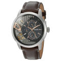 Fossil Townsman Dark Brown Leather Strap Black Dial Automatic Watch for Gents - ME1163. 