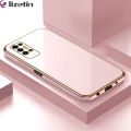 Jizetin (Free Lanyard) for Tecno Pova 2 Back Cover Luxury 6D Plating Case Side Pattern Soft Silicone Square Mobile Phone Cases. 