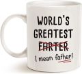 MAUAG Fathers Day Gifts Funny Best Dad Coffee Mug, World's Greatest F, I Mean Father, Best Cute Birthday Gifts for Dad Cup. 