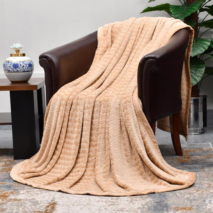 AC Blanket Double bed for Summer- Fleece Winter King Size Blankets- Self Printed Zigzag Design